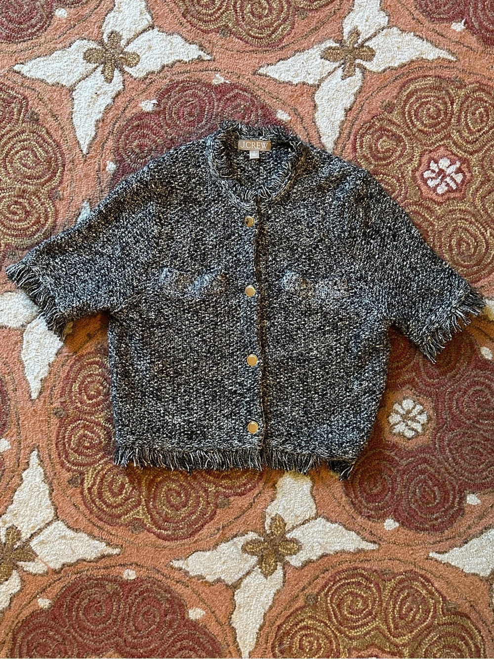 J crew Blue Bouclé Short Cardigan Jacket